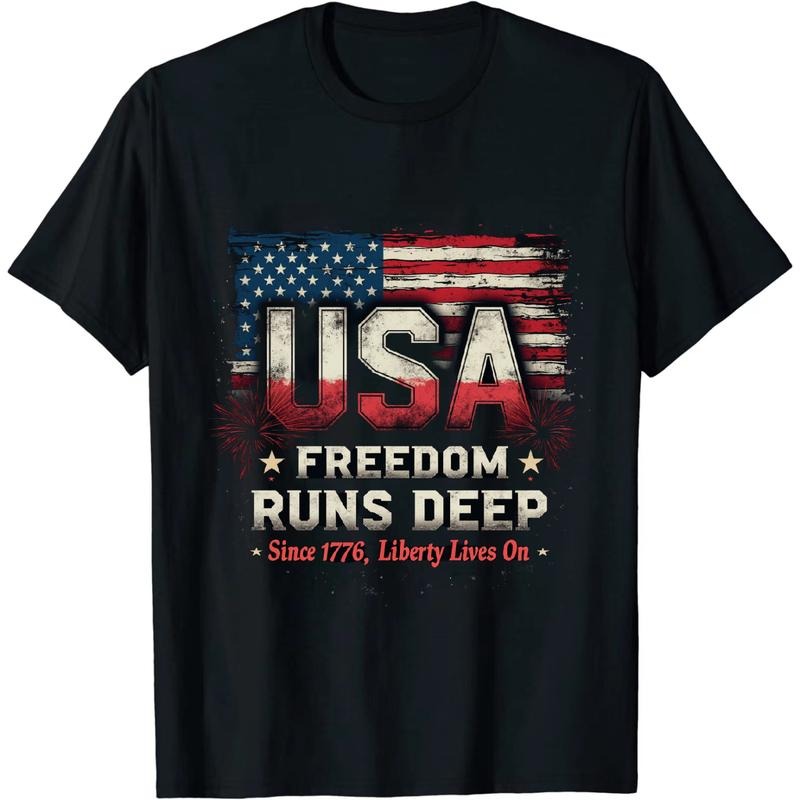 [Graphic Tees] Cotton Gorgeous Independence Day USA T