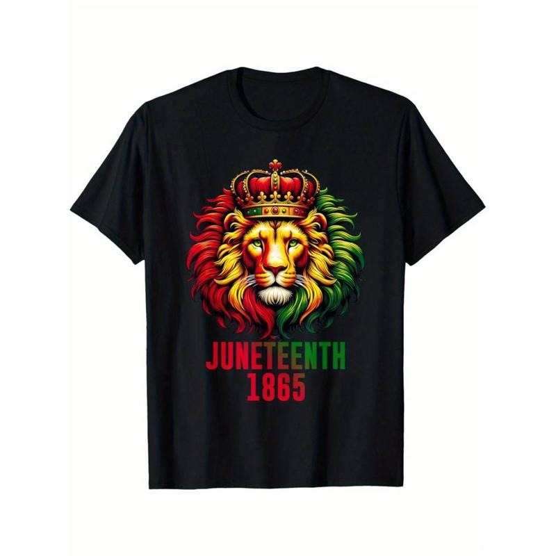 [Graphic Tees] Cotton Juneteenth 1865 Celebration Lion T-Shirt