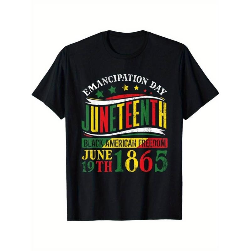 [Graphic Tees] Cotton Juneteenth Black History Freedom 1865 Graphic T-Shirt - Vibrant Color Block Design, Unisex Regular Fit Short Sleeve Tee, Machine Washable, Sizes S-3XL