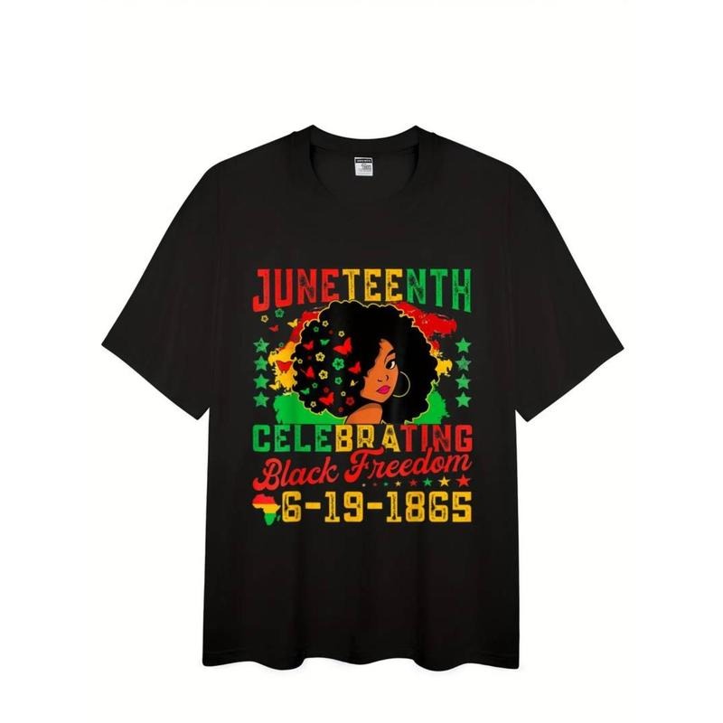 [Graphic Tees] Cotton Juneteenth Flag Celebrating Black Freedom Juneteenth 1865 Novelty Awesome Graphic T-Shirt Fashion T...