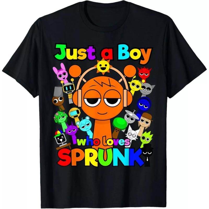 [Graphic Tees] Cotton Just A Boy Who Loves Sprunki Unisex T-shirt , Gift For Men and Women Hoodie, Sweatshirt