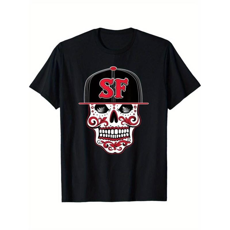 [Graphic Tees] Cotton Men's San Francisco Mexican Sugar Skull & SF Logo Graphic T-Shirt Hoodie, Sweatshirt | HypeDripTees.com