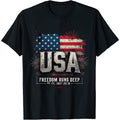 [Graphic Tees] Cotton Mesmerizing Independence Day USA T - Shirt With American Flag Art