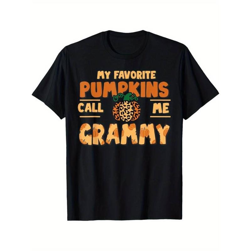 [Graphic Tees] Cotton My Favorite Pumpkins Call Me Grammy Thanksgiving Fall Autumn Printed T-shirt Hoodie, Sweatshirt
