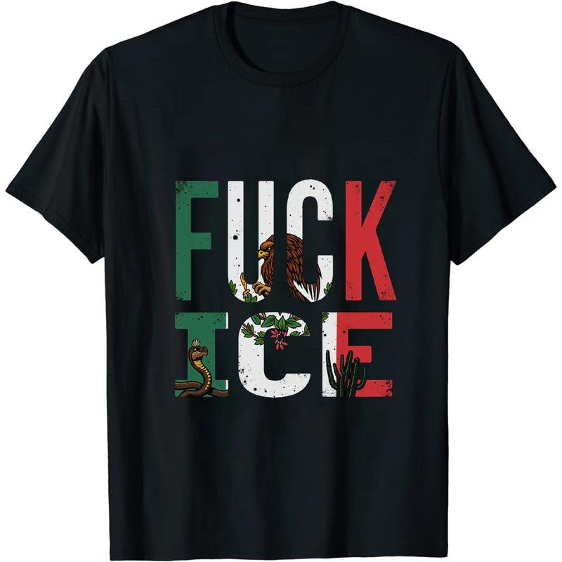 [Graphic Tees] Cotton Peppy FXXK ICE Mexico Flag T
