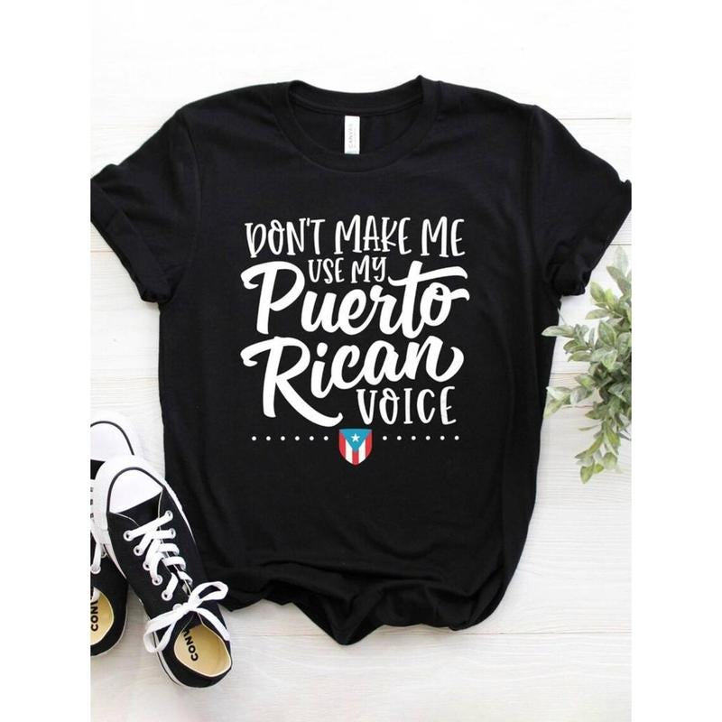 [Graphic Tees] Cotton Puerto Rico Flag Pattern Letter Print T-Shirt, Seasonal Casual New Wave Men's T-Shirt, Round Neck...