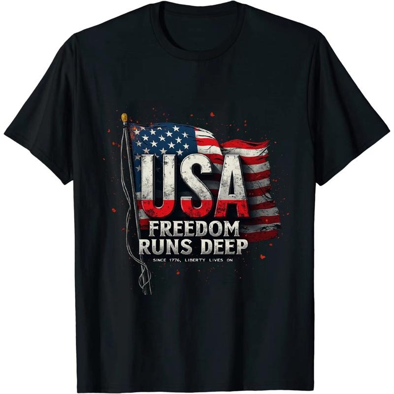 [Graphic Tees] Cotton Regal Independence Day USA T