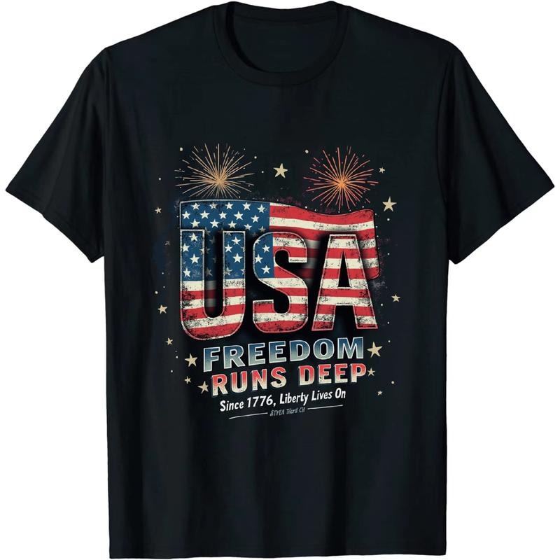 [Graphic Tees] Cotton Stunningly - Stylish Independence Day USA T