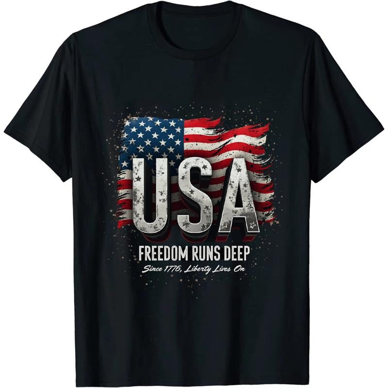[Graphic Tees] Cotton Trendy - Luxe Independence Day USA T - Shirt Displaying USA Motif Hoodie, Sweatshirt | HypeDripTees.com