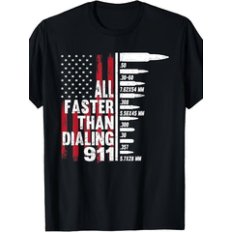 [Graphic Tees] Cotton all faster than   911 american flag gun lover for men t shirt 220g 10000 links black Hoodie, Sweatshirt