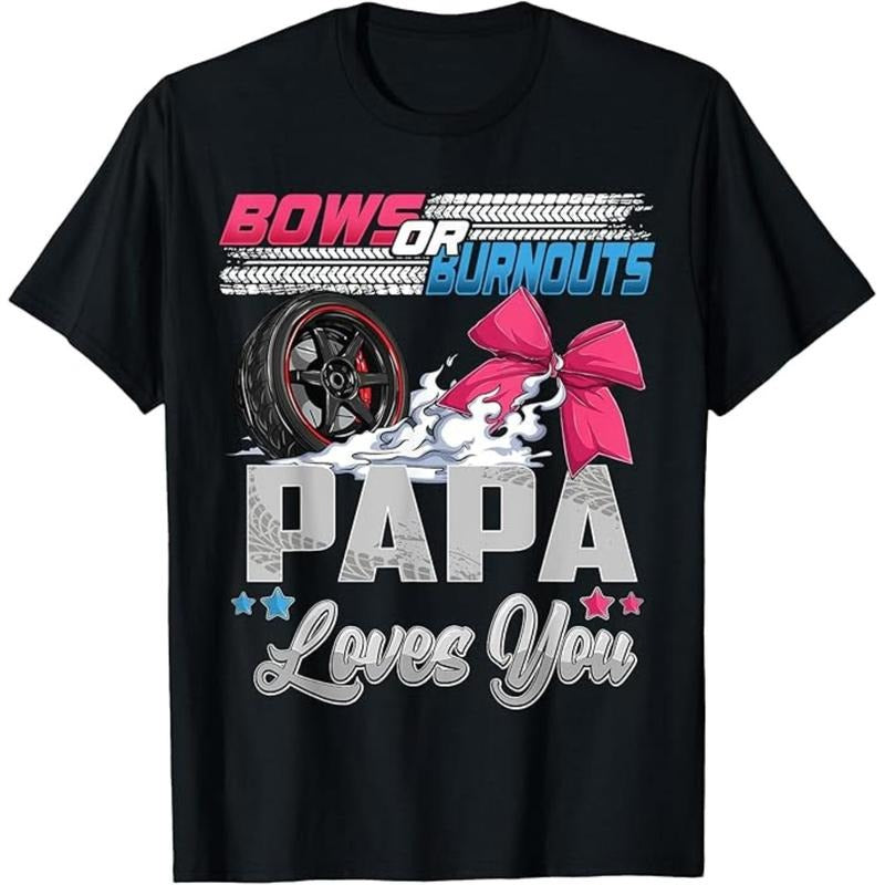 [Graphic Tees] Cotton burnouts or bows gender reveal Party Announcement Papa T-Shirt