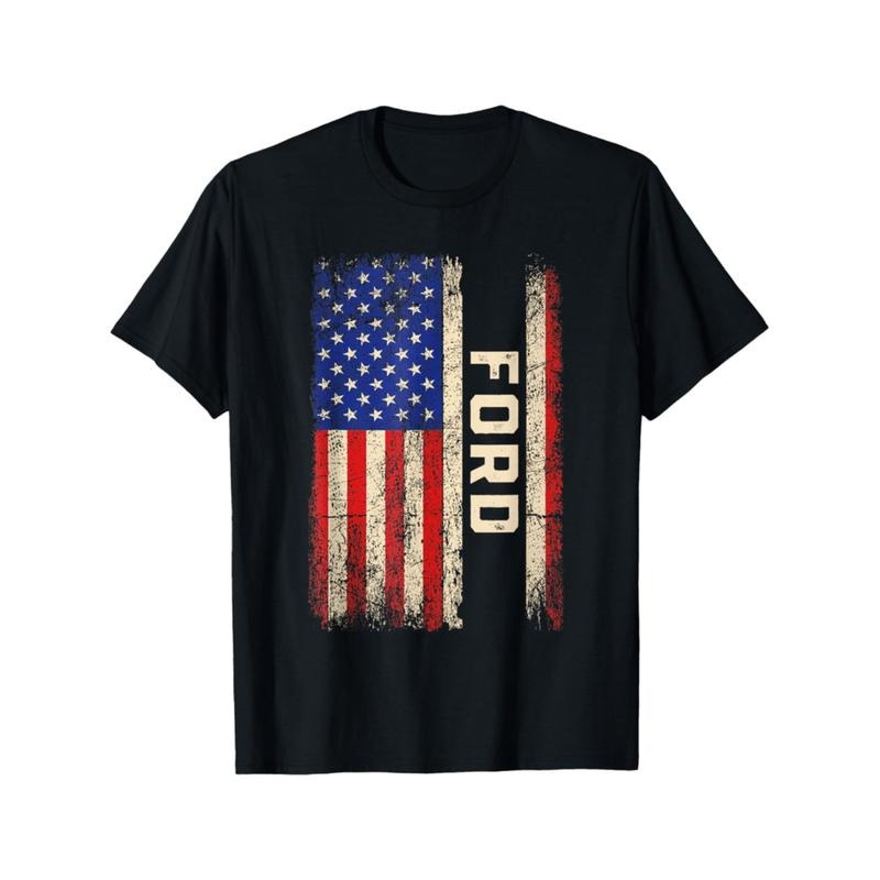 [Graphic Tees] Cotton ford   ford name american flag t shirt black -1 Hoodie, Sweatshirt | HypeDripTees.com