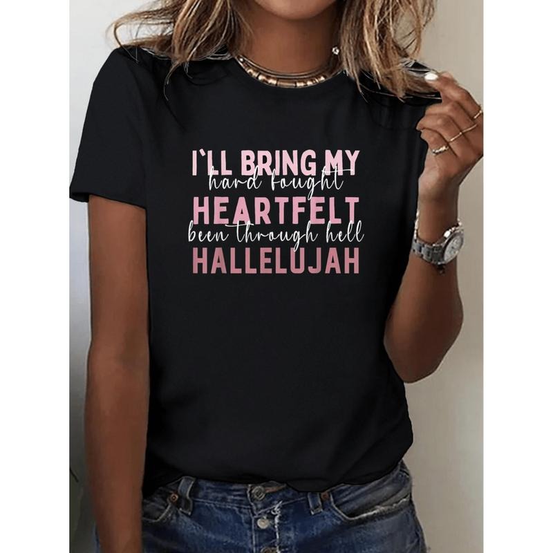[Graphic Tees] Cotton graphic t shirt ill my hard hallelujah design 100 lightweight short sleeve crew neck tee for for...