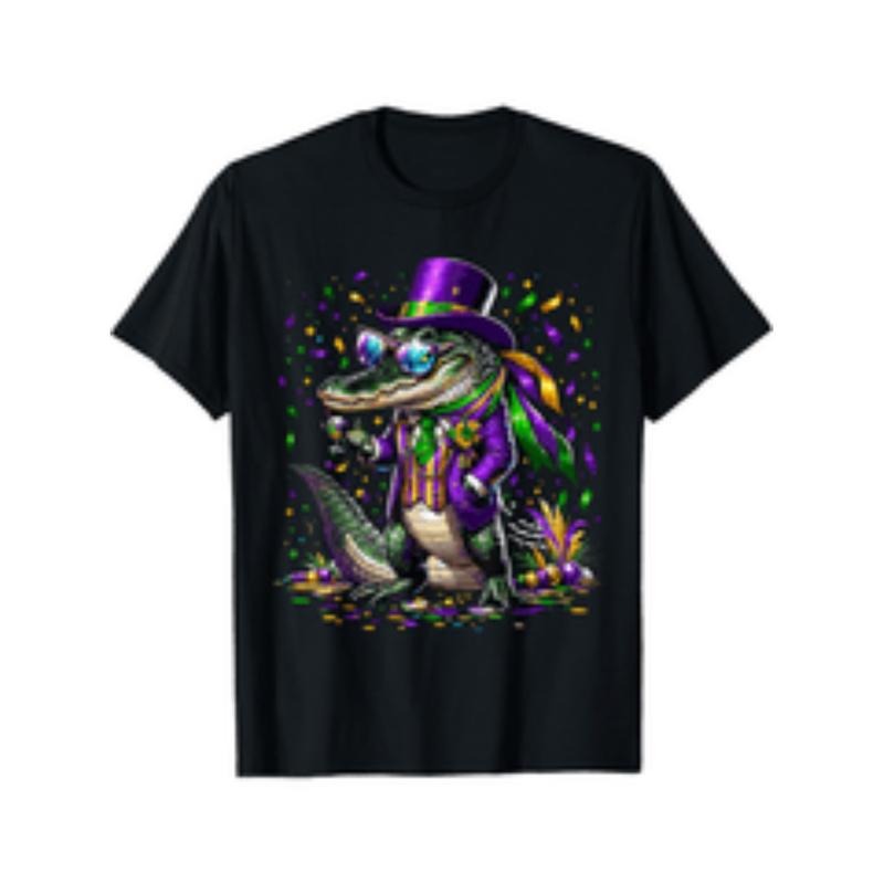[Graphic Tees] Cotton mardigator mardi gras crocodile costume mardi gras t shirt for men black Hoodie, Sweatshirt