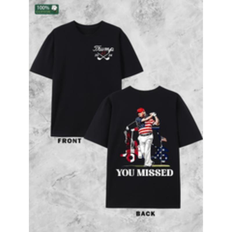 [Graphic Tees] Cotton mens   47 patriotic golf t shirt 100 cotton crew neck short sleeve tee     it back print american flag golf clubs design bohemian style comfortable summer casual wear golf shirt nonstretch fabric black Menswear Top