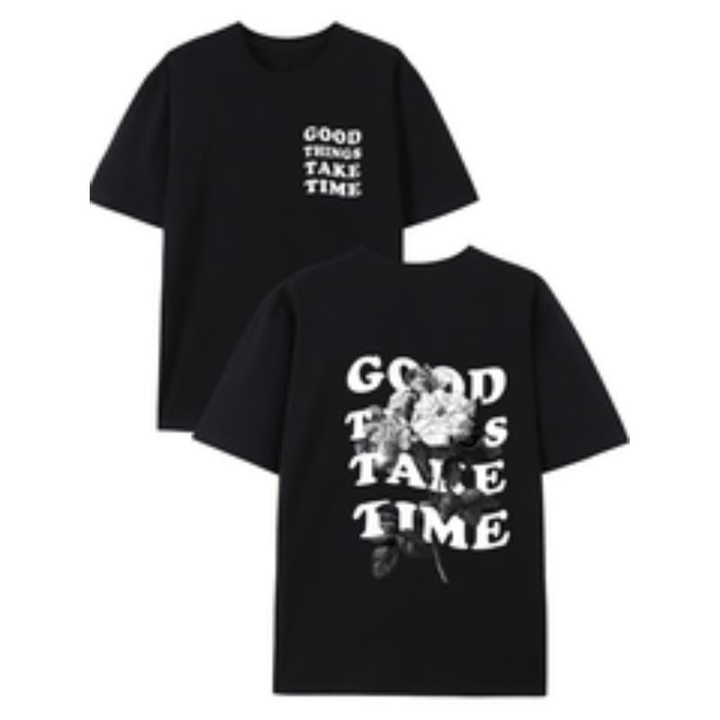 [Graphic Tees] Cotton mens cotton t shirts with positive message     print comfortable round neck   black Hoodie, Sweatshirt