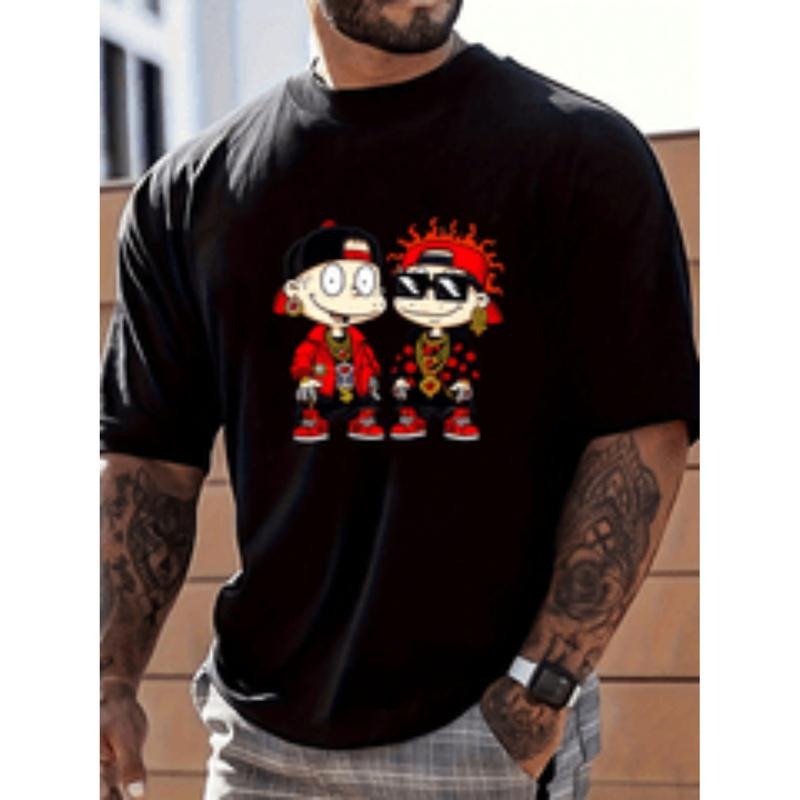 [Graphic Tees] Cotton mens fashionable cartoon hip hop children print t shirt white Menswear Top Hoodie, Sweatshirt