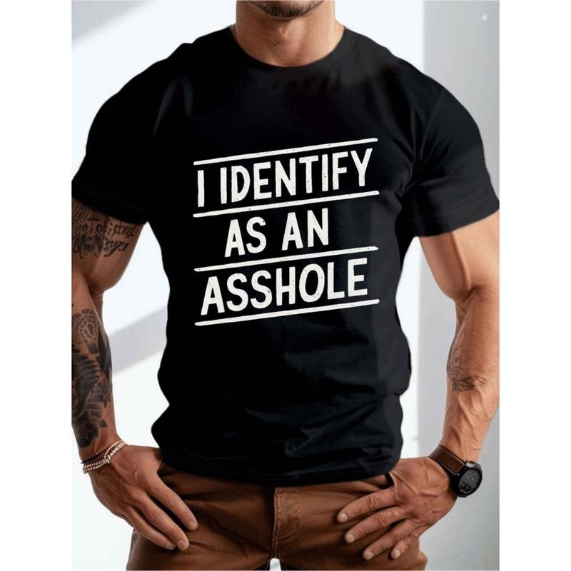 [Graphic Tees] Cotton mens i identify as an asshole graphic t shirt black casual summer tee short sleeve machine washable...