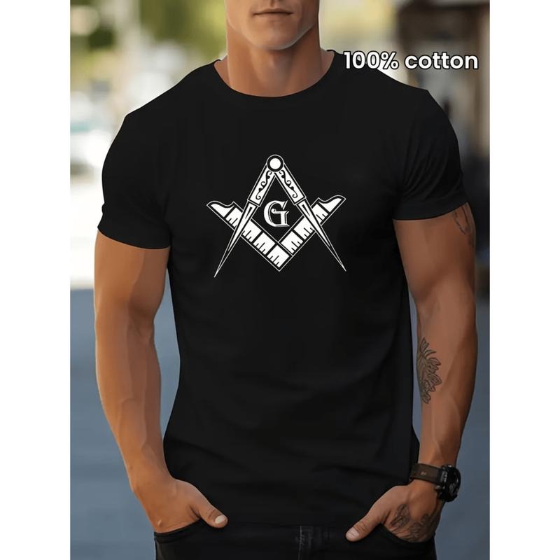 [Graphic Tees] Cotton mens stylish print cotton t shirt crew neck short sleeve casual tee versatile top for spring and...