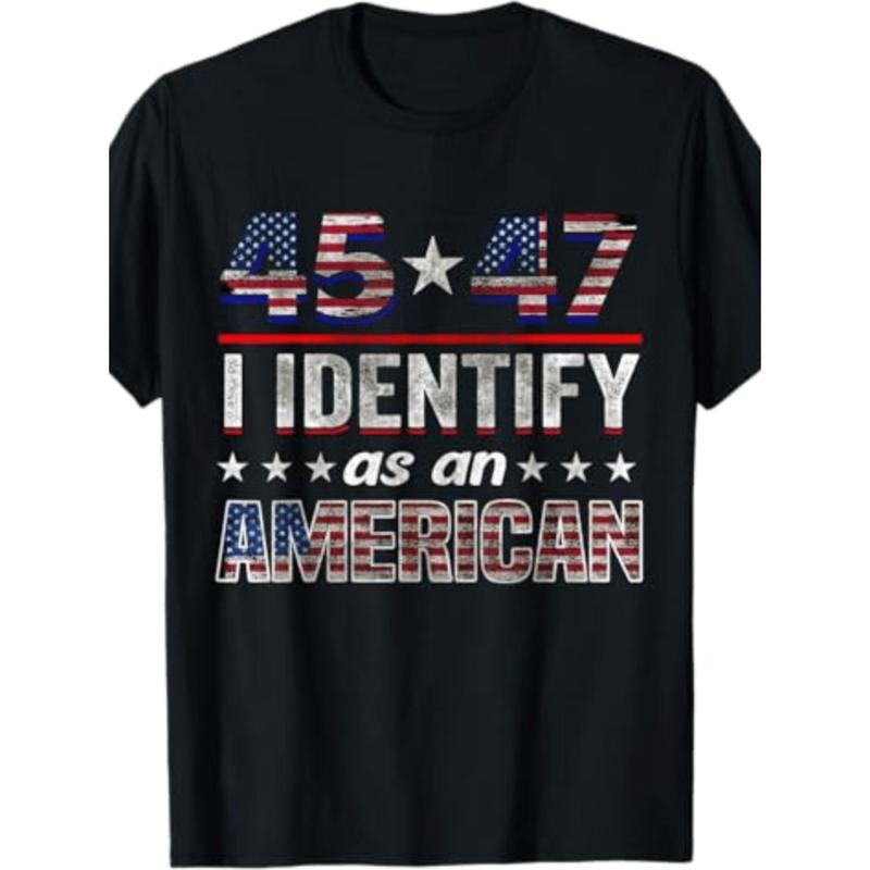 [Graphic Tees] Cotton patriotic american flag 45 47 print cotton t shirt casual crew neck stretch knit fabric unisex for...