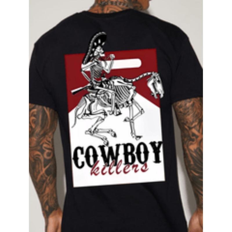 [Graphic Tees] Cotton print tee shirt tees for men casual short sleeve t shirt for summer black Hoodie, Sweatshirt