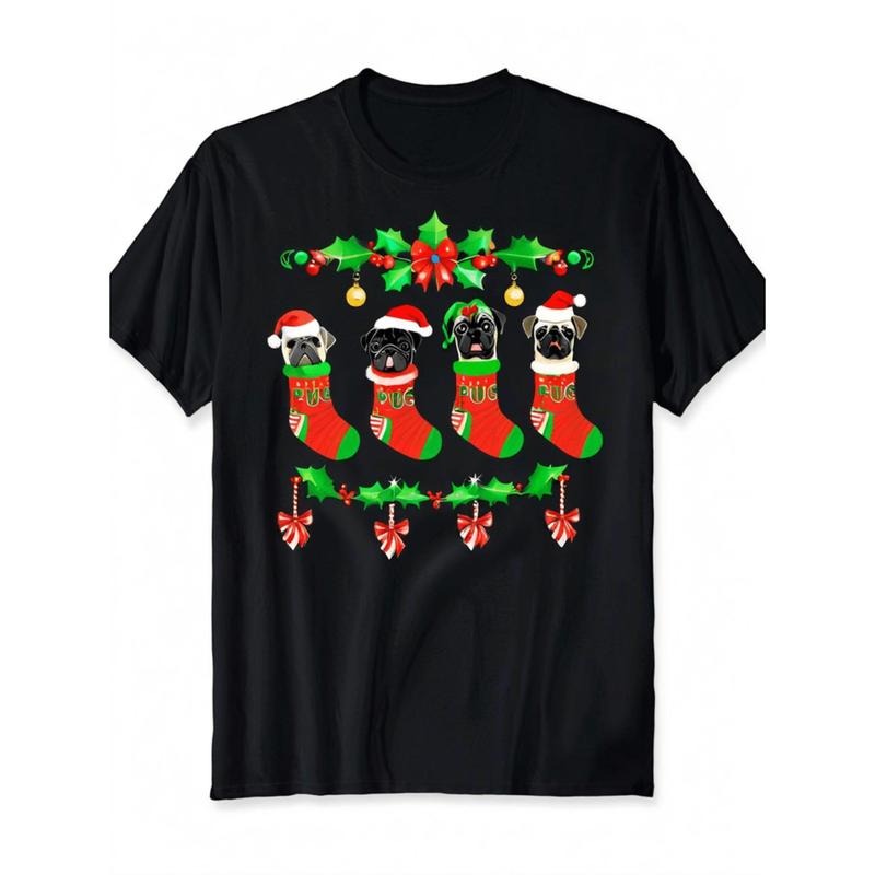 [Graphic Tees] Cotton t-shirts only sold, 1 christmas t-shirt, socks, dog christmas sweater - 220g -100% cotton - t-shirt...