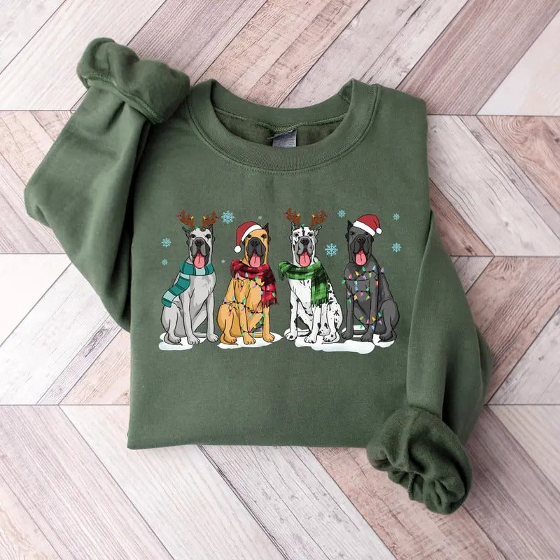 Great Dane Christmas Sweatshirt, Christmas Dog Shirt, Great Dane Shirt, Great Dane Mom Shirt, Dog Lover Shirt, Holiday...