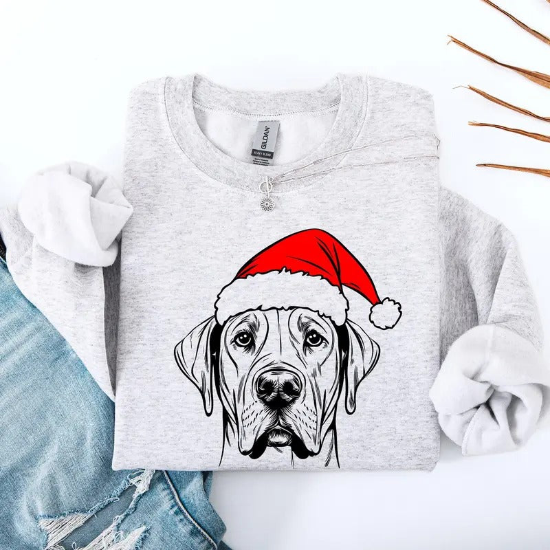 Great Dane, Santa, Dog, Christmas, Dog Lover, Pet Sweatshirt, Crew Neck, Women's, Crewneck T-Shirts, Hoodie