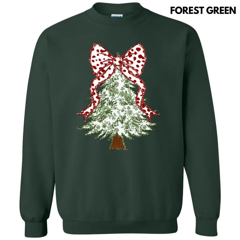 Green Floral & Red Bow Tree Sweatshirt 'NLB' T-Shirts, Hoodie | HypeDripTees.com