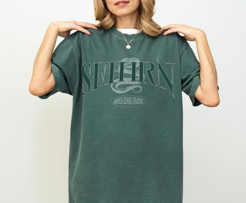 Green House Shirt Comfort Colors Wizard House Shirt Snake House Shirt Malfoy Shirt Pottery T-Shirt Wizard School Shirt...