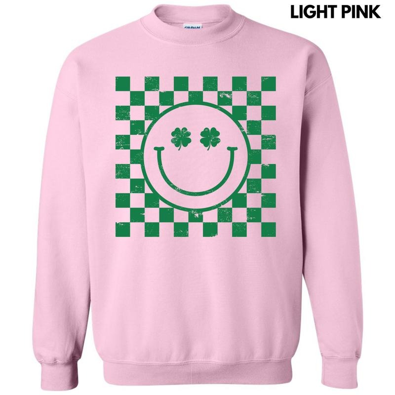 Green Shamrock Checker Happy Face Sweatshirt 'NLB' T-Shirts, Hoodie | HypeDripTees.com