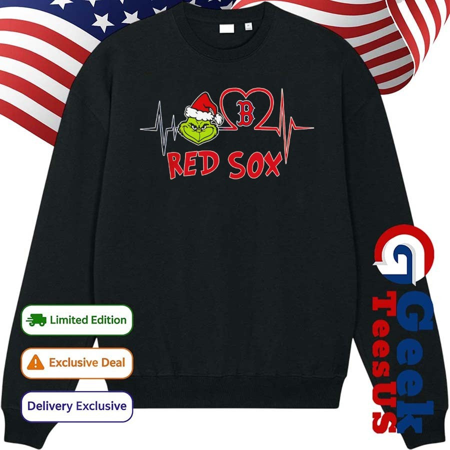 Grinch Santa heartbeat love Boston Red Sox MLB Merry Christmas 2025 shirt