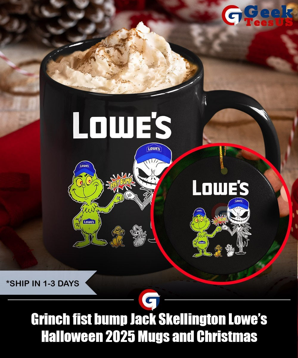 Grinch fist bump Jack Skellington Lowe’s Halloween 2025 shirt
