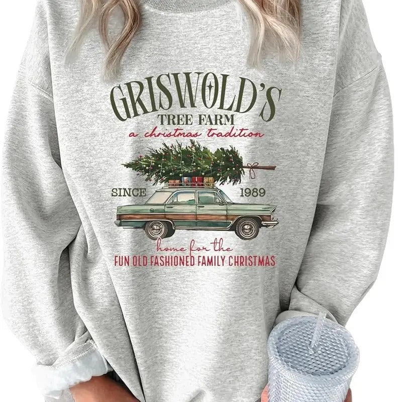 Griswold Christmas Tree Farm Sweatshirt for Women Pullover A Fun Old Fashioned Family Xmas Graphic Tops Cotton Crewneck...