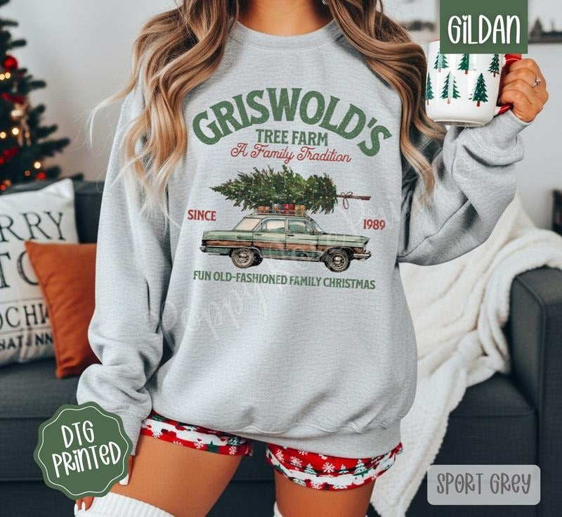 Griswold's Tree Farm Sweatshirt, Trendy Women's Christmas Sweater T-Shirts, Hoodie | HypeDripTees.com