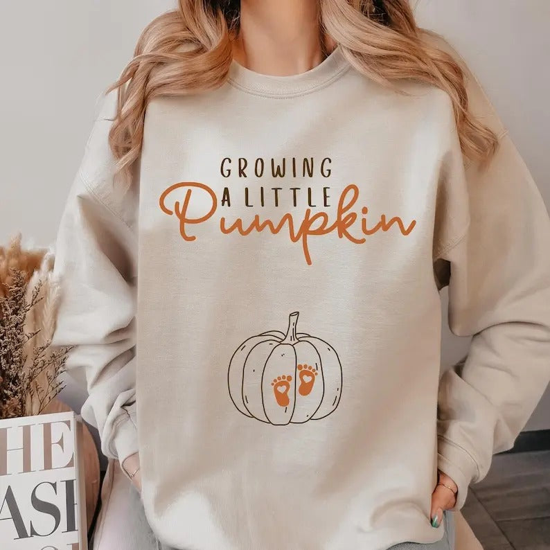 Growing Little Pumpkin Shirt Fall Maternity Pregnancy Thanksgiving Fall T-Shirts, Hoodie, Sweatshirt