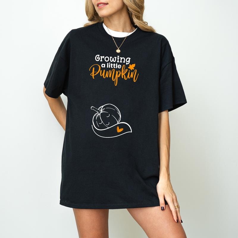 Growing A Little Pumpkin Shirt Fall Maternity Sweater Pregnancy Thanksgiving Sweatshirt Fall Pregnancy Announcement Gift...