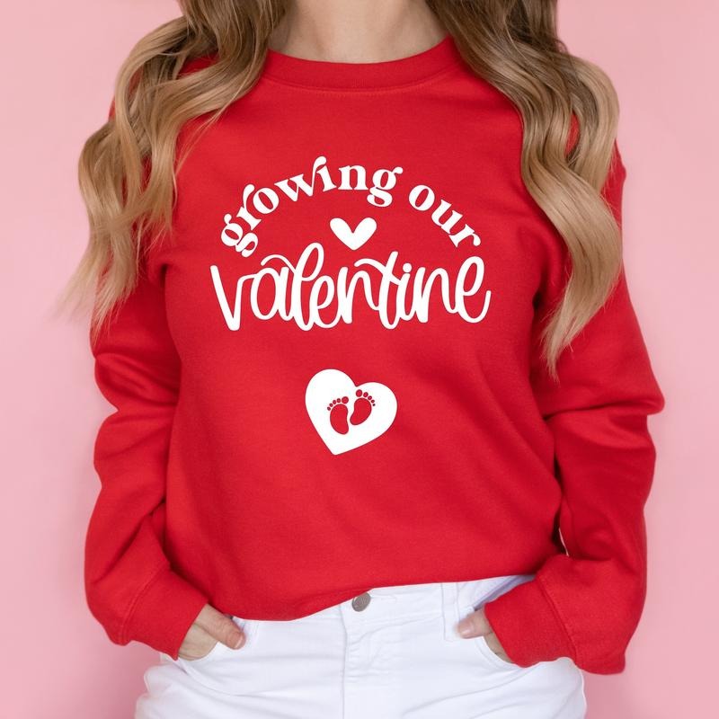 Growing Our Valentine Sweatshirt, Valentines Day Pregnancy Announcement Hoodie, Cute Baby Reveal Sweatshirt, Expecting...