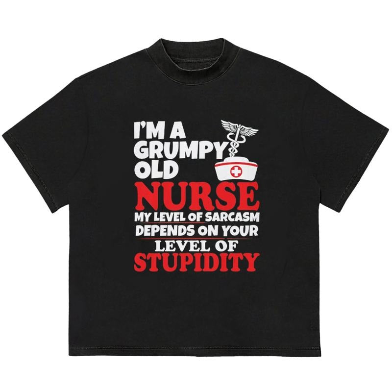 Grumpy Old Nurse T-Shirt Cotton and Machine Washable Trendy Cotton with Graphic Print Hoodie, Sweatshirt | HypeDripTees.com