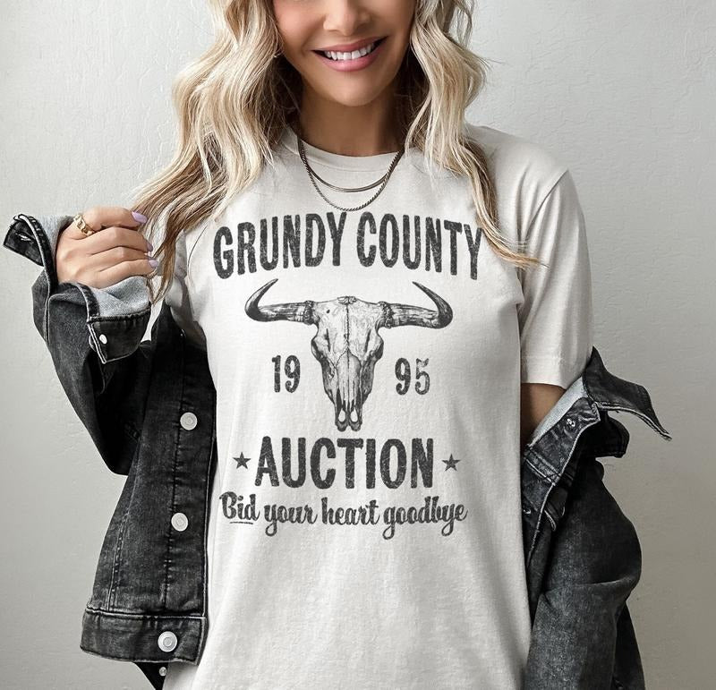 Grundy County Auction Vintage Inspired Concert Tee, 90s Country Music, Western Boho Retro Music Band T-Shirt Trending...