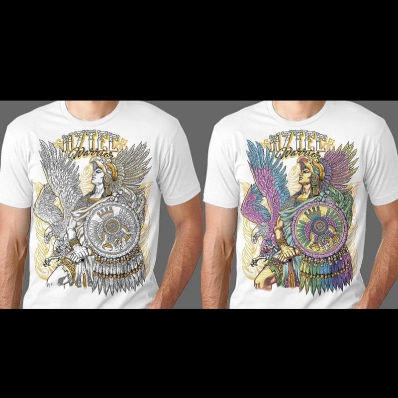 Guerrero azteca 1 T-shirts White Cotton Slim-fitting Menswear Hoodie, Sweatshirt | HypeDripTees.com
