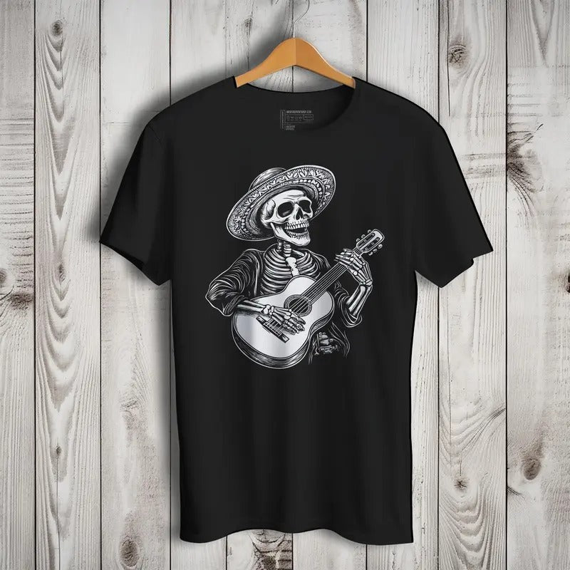 Guitar Player Skull Music Lover Short Sleeve T-Shirt Casual Crewneck Hoodie, Sweatshirt | HypeDripTees.com