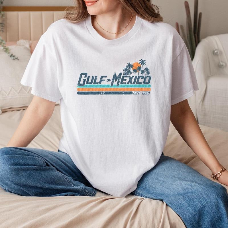 Gulf of Mexico Est 1550 T-Shirt Retro Vintage Beach Graphic Tee Vacation Souvenir Coastal Gift Ocean Lover Aesthetic...
