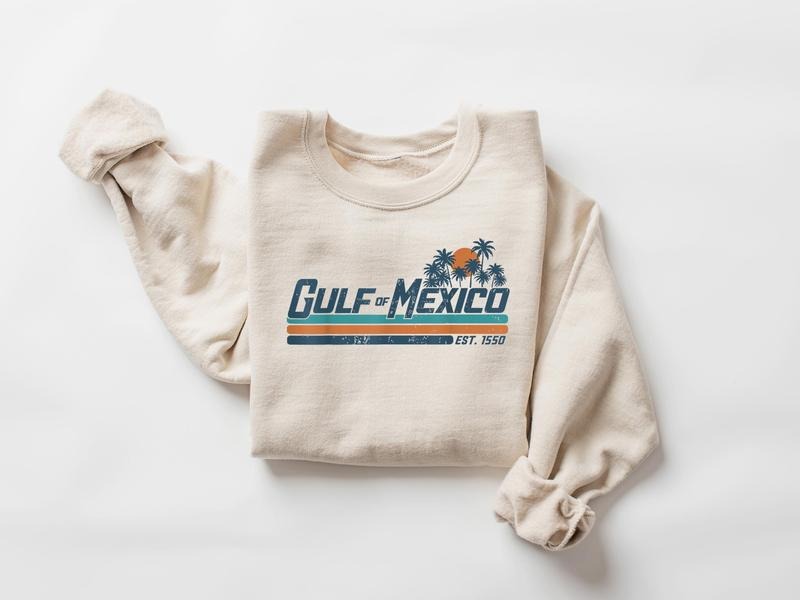 Gulf of Mexico Sweatshirt Gulf Retro Coast Sweatshirt Alabama Mississippi Florida Beach Crewneck Mexico Gift for...