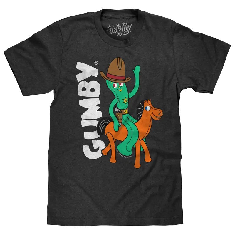 Gumby and Pokey Cowboy T-Shirt - Charcoal Gray Heather Hoodie, Sweatshirt | HypeDripTees.com