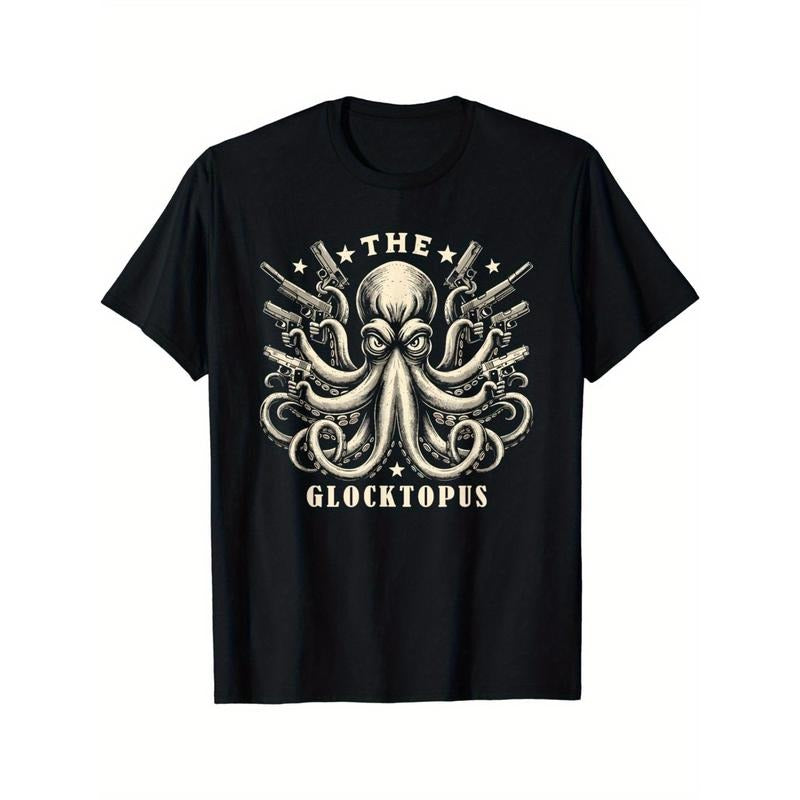 Gun lovers retro squid octopus fun graphic art t-shirt Made in USA Hoodie, Sweatshirt | HypeDripTees.com