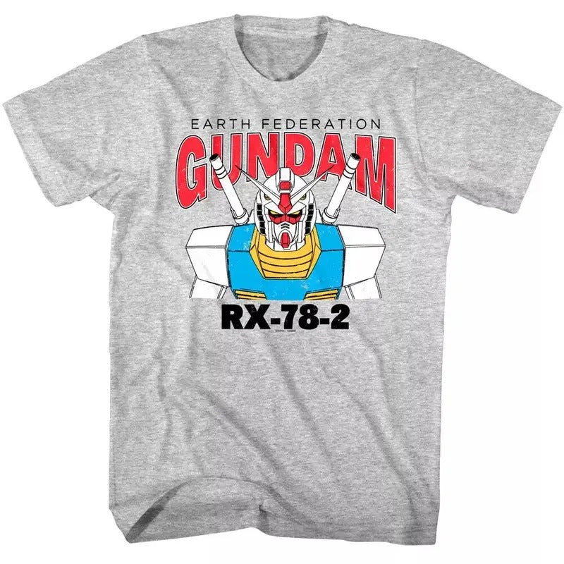 Gundam Earth Federation RX-78-2 Men's Gray T Shirt Japanese Anime Hoodie, Sweatshirt | HypeDripTees.com