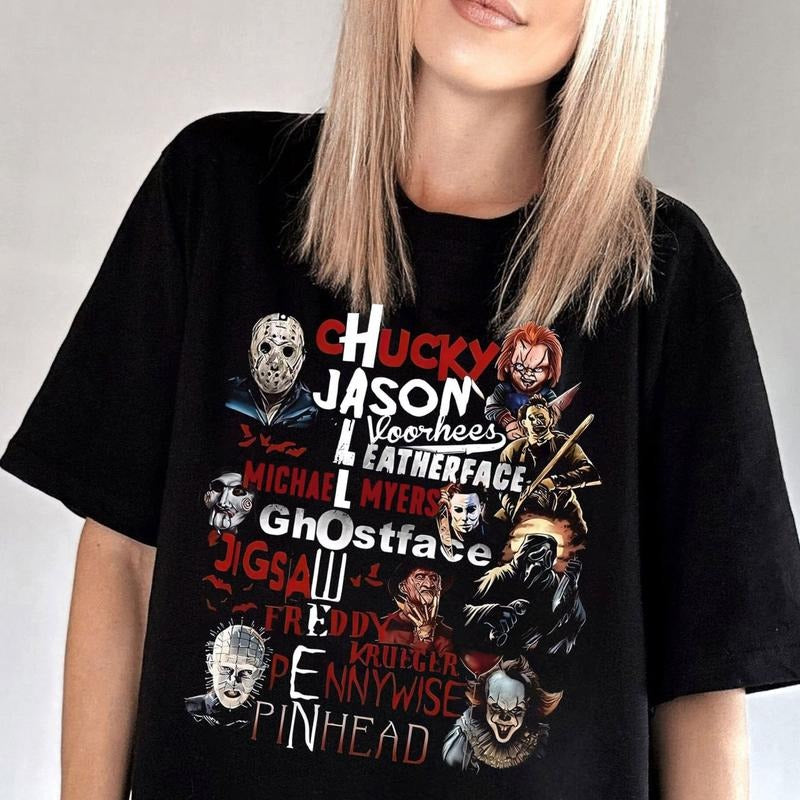 H0rror Characters Shirt, Halloween Horror Characters Shirt Hoodie, Sweatshirt | HypeDripTees.com