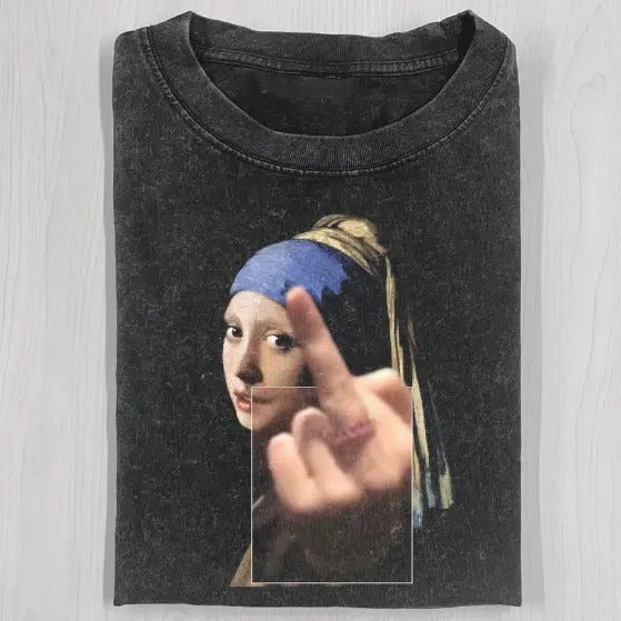 HET MEISJE MET DE PAREL Middle Finger T-Shirt, Funny Shirt, Unisex T-Shirt, Gift For Men Women Hoodie, Sweatshirt