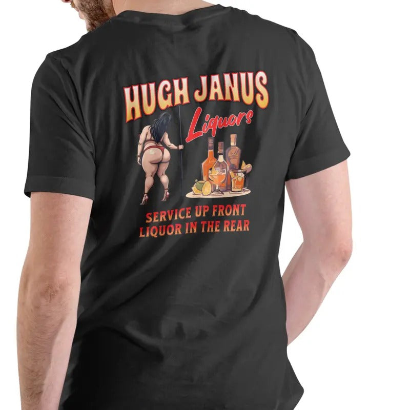 HUGH JANUS LIQUORS T Shirt, Unisex Cotton, funny shirt Menswear Soft Stylish Top Hoodie, Sweatshirt | HypeDripTees.com